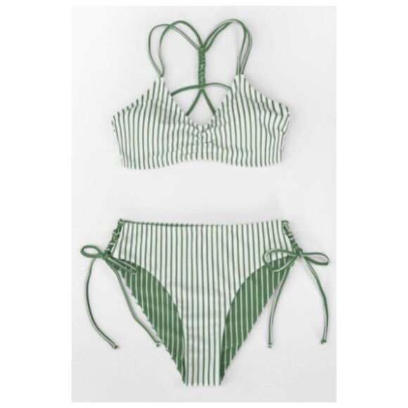 **CUPSHE** 2 Piece Bikini Back Braided Straps with Reversible Bottom Large NWT - Picture 3 of 10